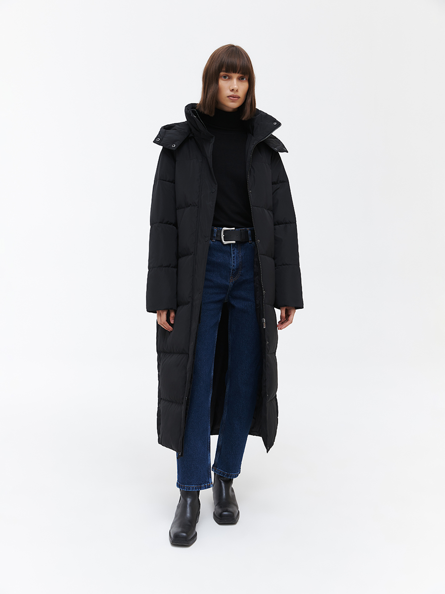 Oversize пуховик с воротником и капюшоном Oversize пуховик с воротником и капюшоном