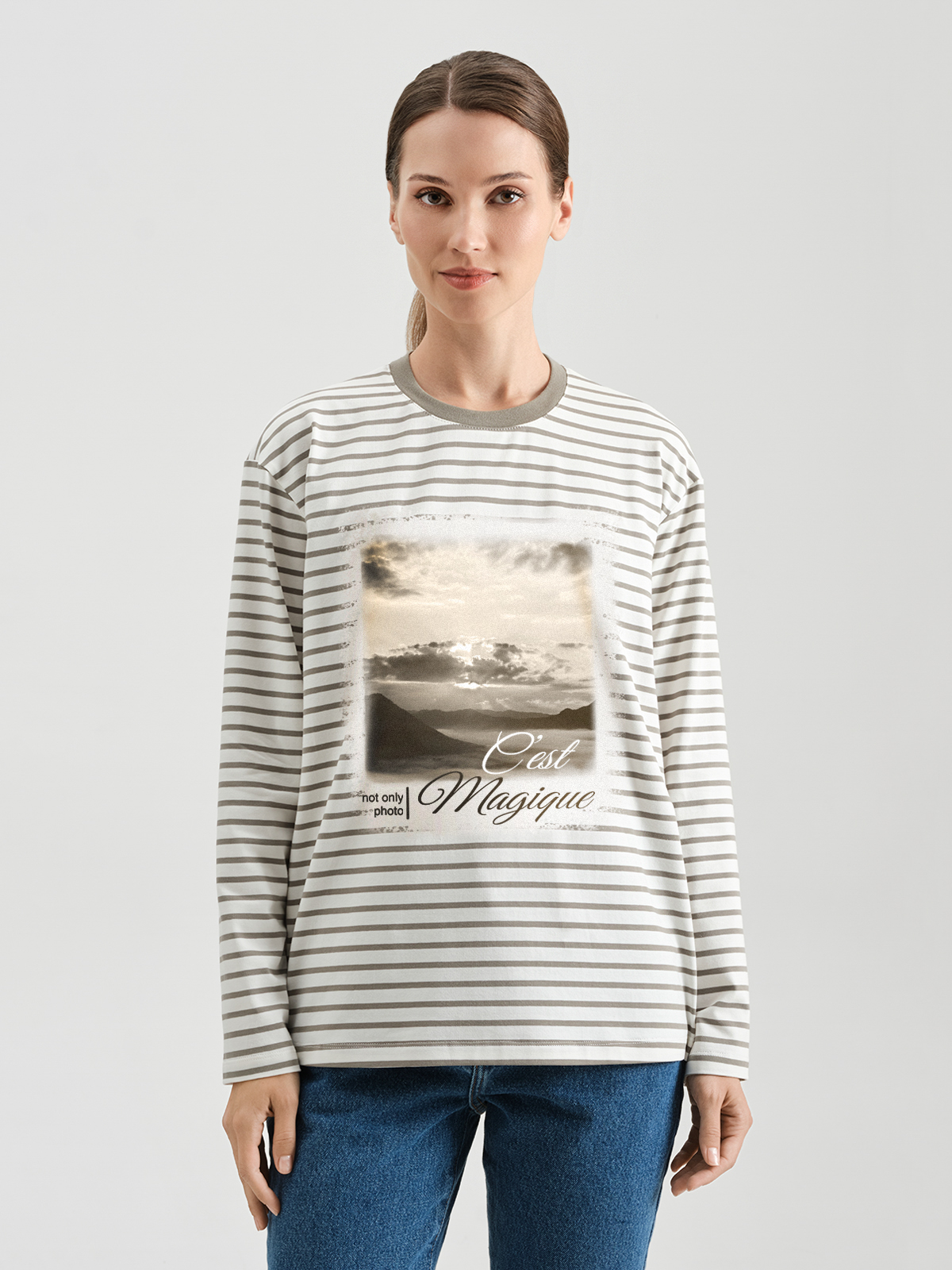 Oversize лонгслив в полоску