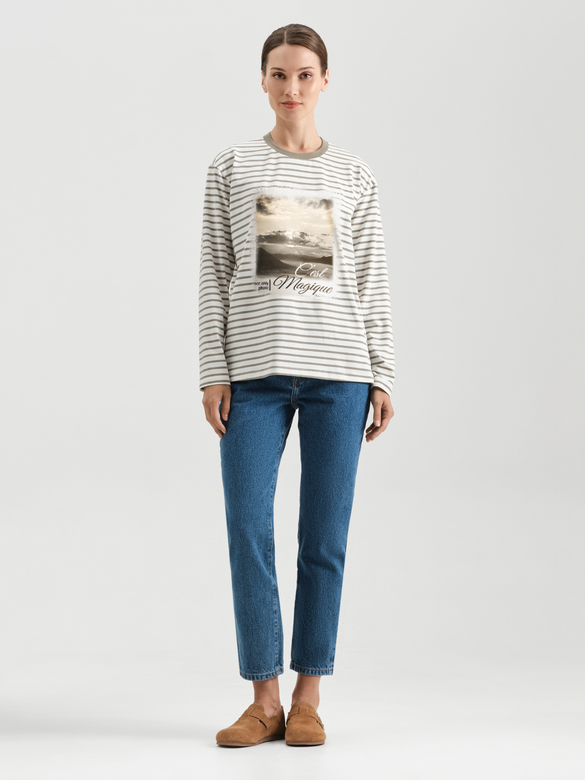 Oversize лонгслив в полоску