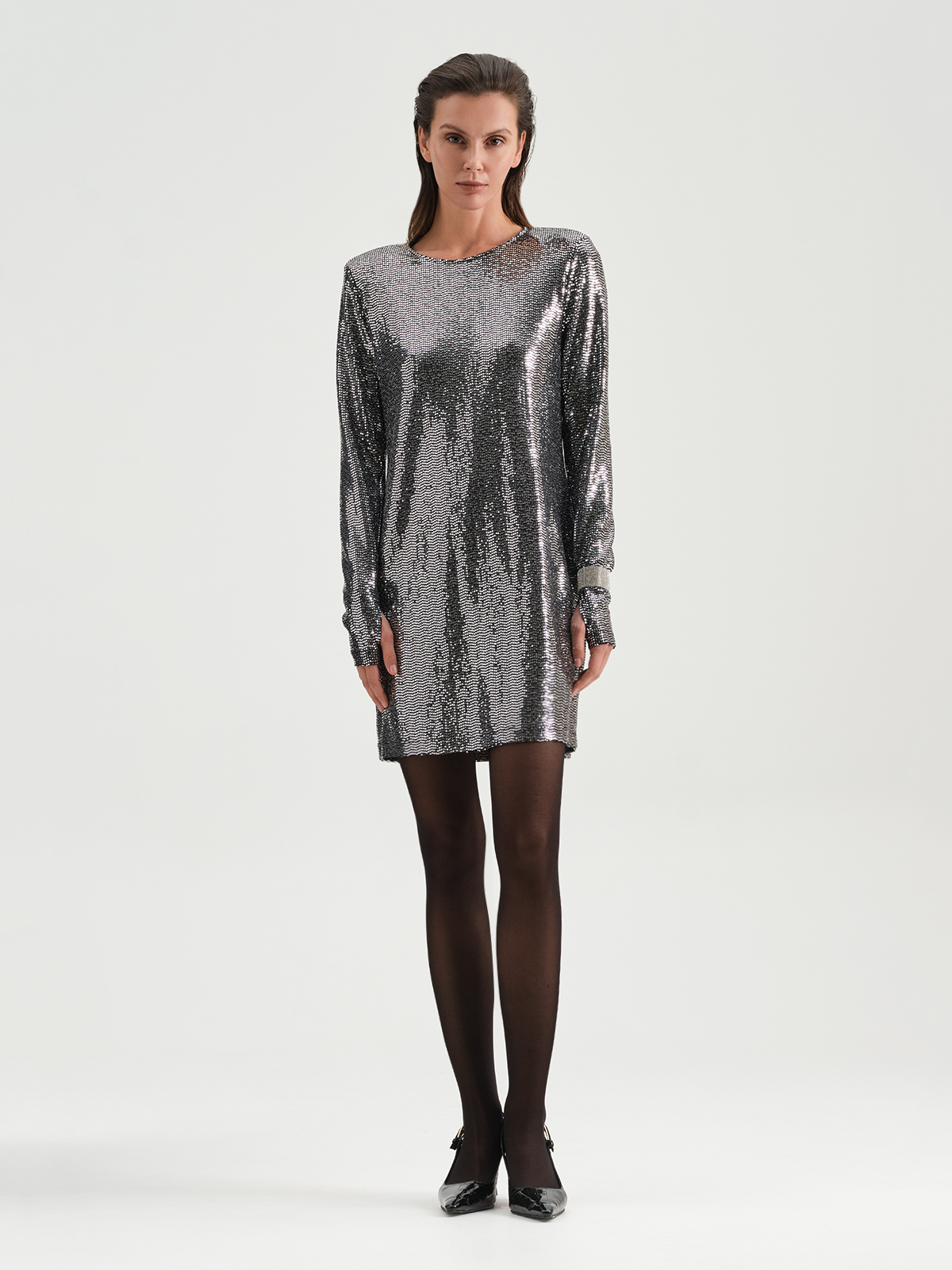 Блестящее платье мини