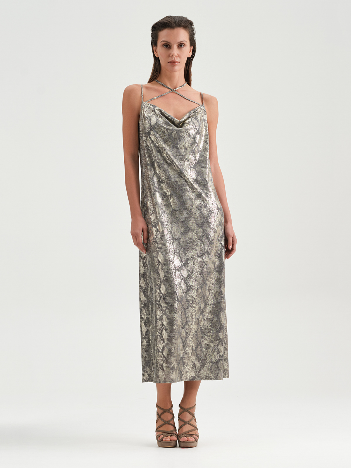 Платье миди с принтом