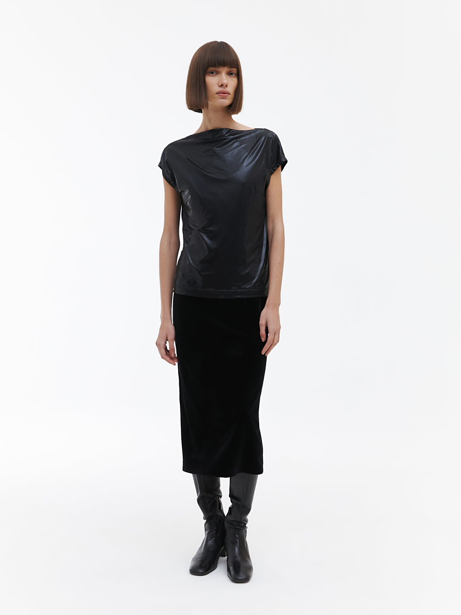 Блестящая блуза с коротким рукавом