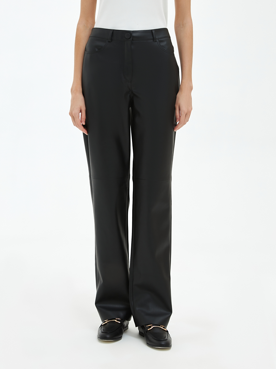 Прямые кожаные брюки