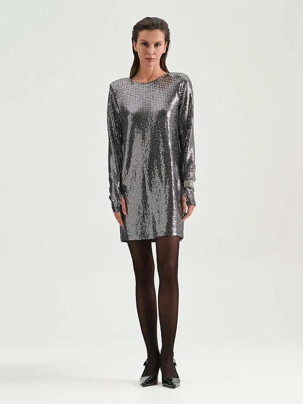 Блестящее платье мини