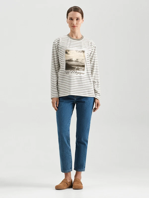 Oversize лонгслив в полоску