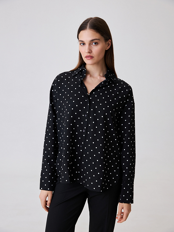 Свободная блуза в горошек