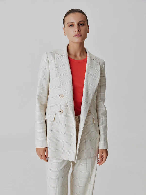 Двубортный жакет в клетку