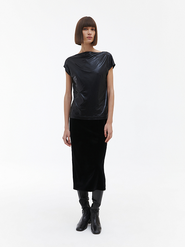 Блестящая блуза с коротким рукавом